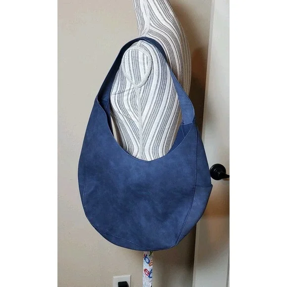 Charleston Bags Faux Suede Shoulder Bag Satchel Blue Boho Lightweight Travel - Picture 8 of 8